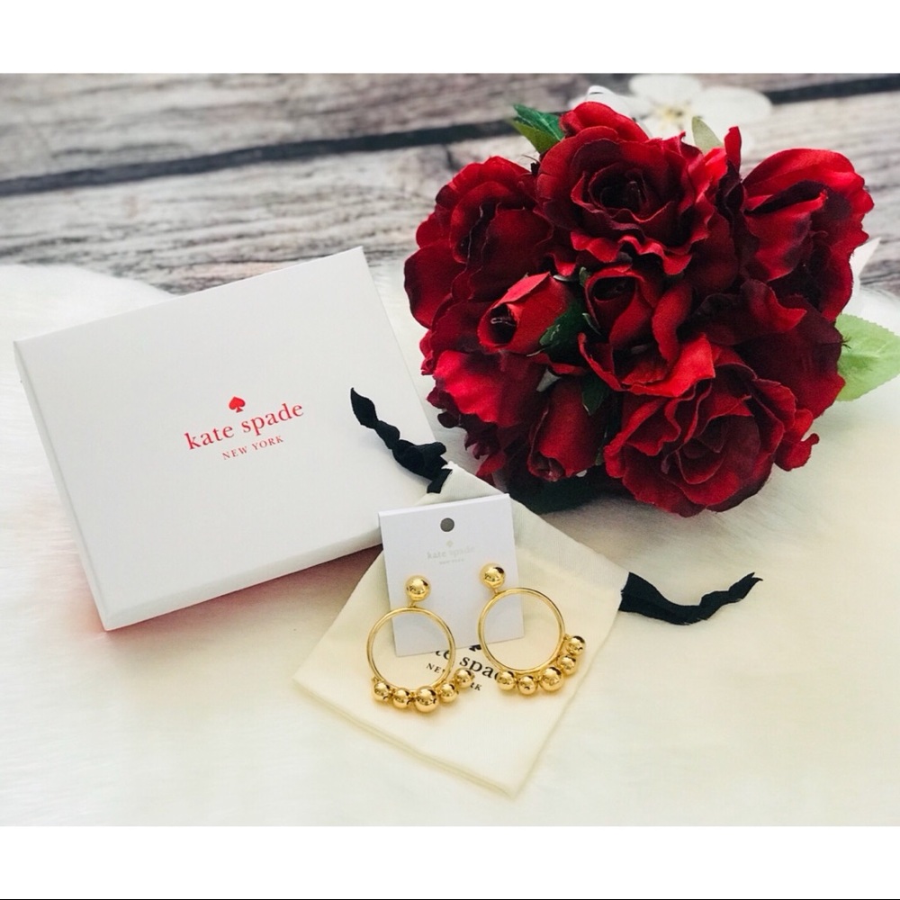 NWT! K♠️NY Large Bauble Ball Drop Hoops in Gokd